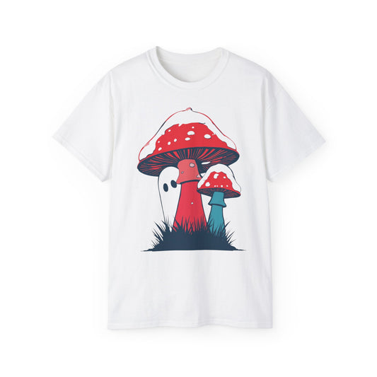 Winter Pilzgeister  Minimalistisches Geister-Pilz-Shirt für Halloween & Weihnachten