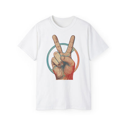 Peace Sign Unisex Ultra Cotton Tee, Graphic Tee, Casual Wear, Gift for Friends, Summer Outfit, Eco-Friendly Fashion