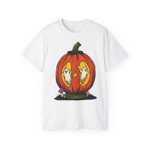 Pumpkin Ghost Tee, Halloween T-Shirt, Fall Shirt, Spooky Apparel, Unisex Graphic Tee, Pumpkin Lover Gift