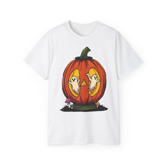 Pumpkin Ghost Tee, Halloween T-Shirt, Fall Shirt, Spooky Apparel, Unisex Graphic Tee, Pumpkin Lover Gift