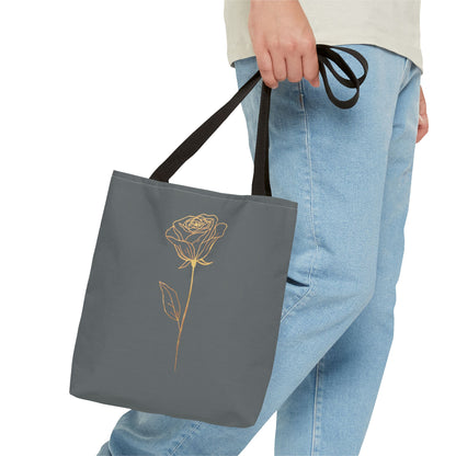 Minimalistische Rose Tote Bag – Goldene Line Art