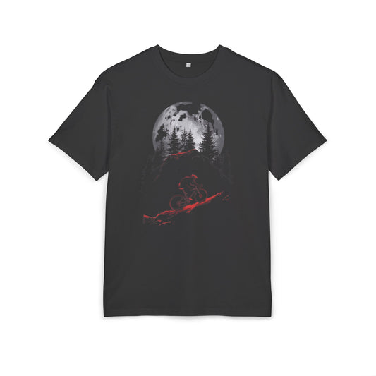T-Shirt — Moonlit Forest Skull Graphic Tee (Red & Gray)