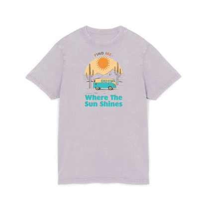 Where The Sun Shines Camper Van Tee | Acid Wash Travel Shirt