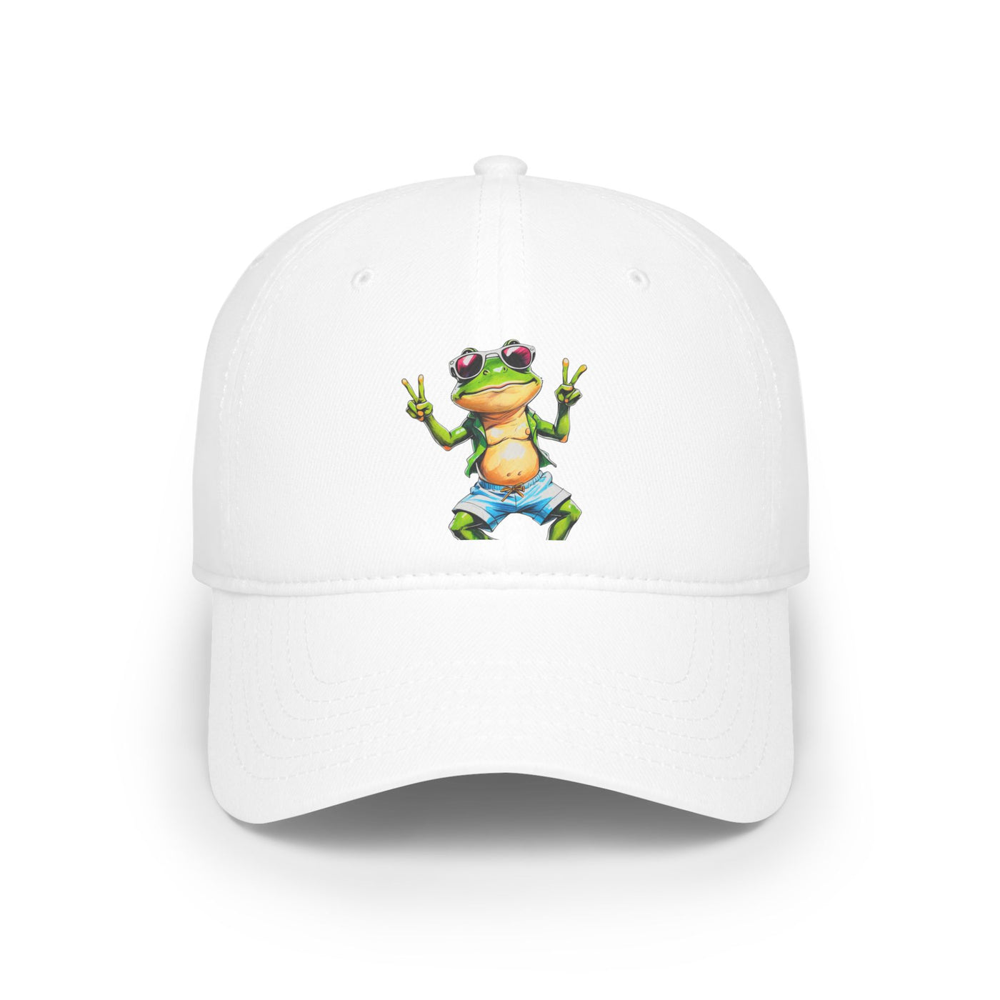 Playful Frog Low Profile Baseball Cap, Fun Hat for Nature Lovers, Casual Outdoor Accessory, Gift for Kids and Adults, Unique Summer Cap