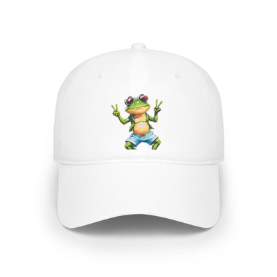 Playful Frog Low Profile Baseball Cap, Fun Hat for Nature Lovers, Casual Outdoor Accessory, Gift for Kids and Adults, Unique Summer Cap