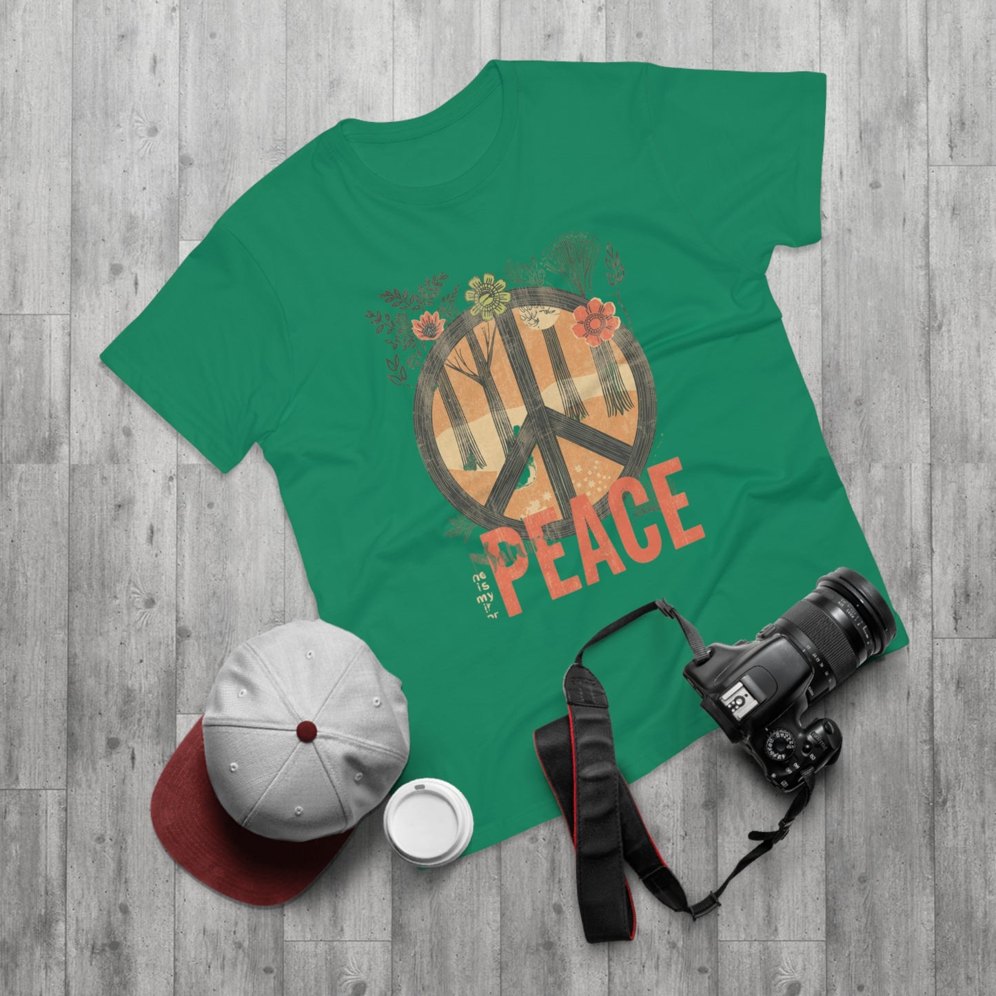 Vintage Peace Sign T-Shirt | Floral Forest Retro