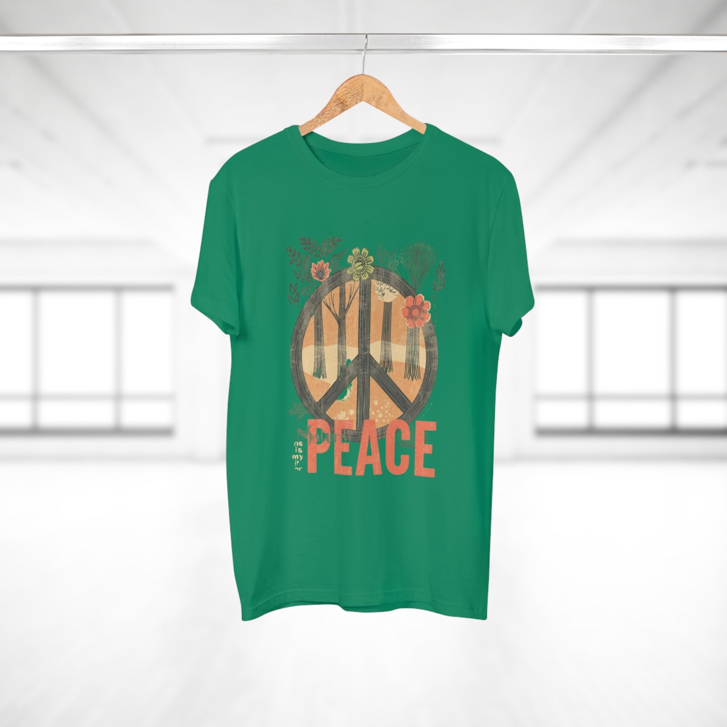 Vintage Peace Sign T-Shirt | Floral Forest Retro