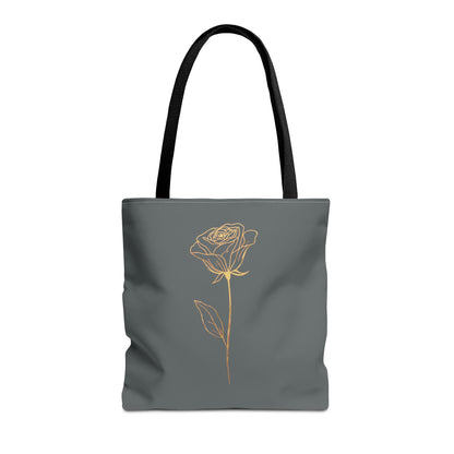 Minimalistische Rose Tote Bag – Goldene Line Art