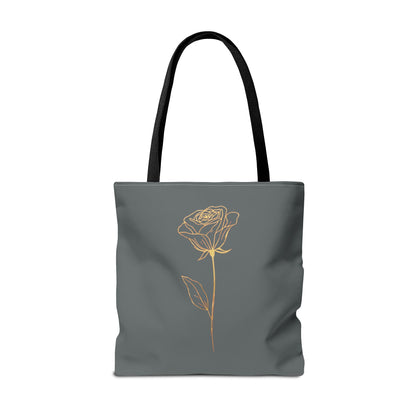 Minimalistische Rose Tote Bag – Goldene Line Art