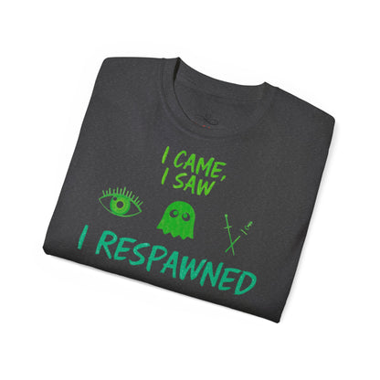 Gaming Humor Tee, I Came I Saw I Respawned Shirt, Unisex Cotton T-Shirt, Gaming Gift, Casual Wear, Geeky Tee