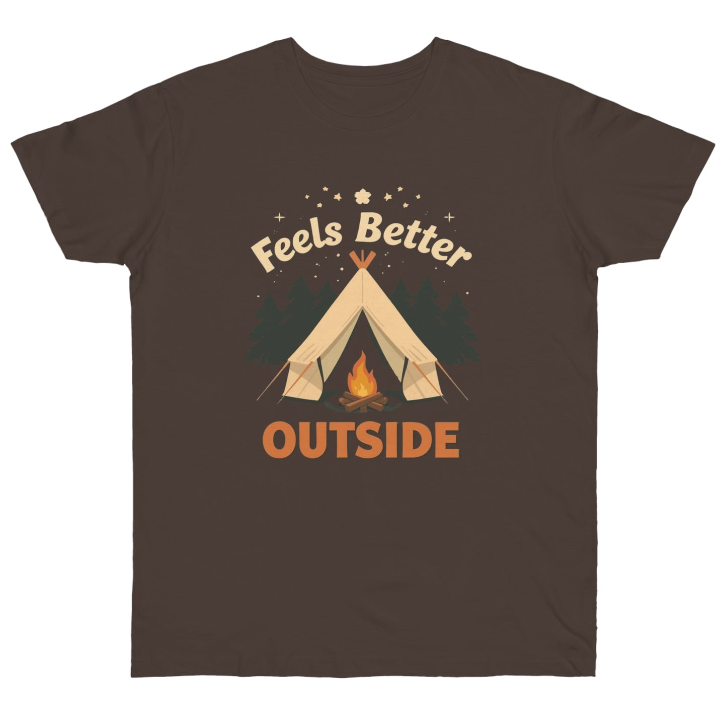 Feels Better Outside T-shirt | Camping Tent Campfire Tee