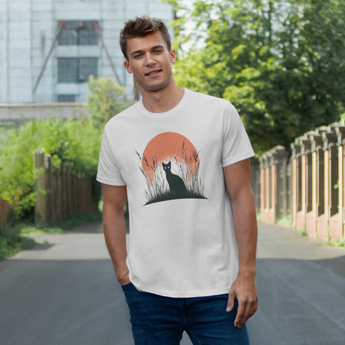 Cat Sunset Silhouette T-Shirt – Katzenmotiv