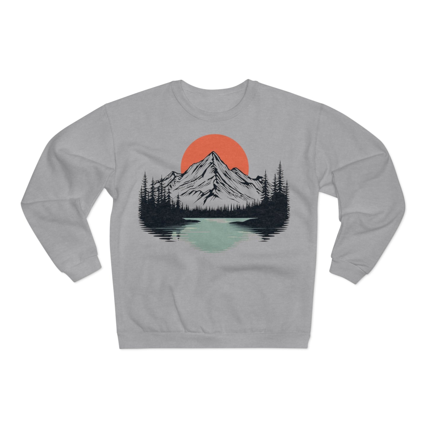 Alpenstille Crewneck — Sonnenaufgang über Wald & See