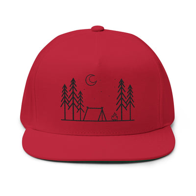 Nature-Inspired Flat Bill Cap, Outdoor Adventure Hat, Embroidered Camping Cap, Gift for Hikers, Unisex Cap for Nature Lovers