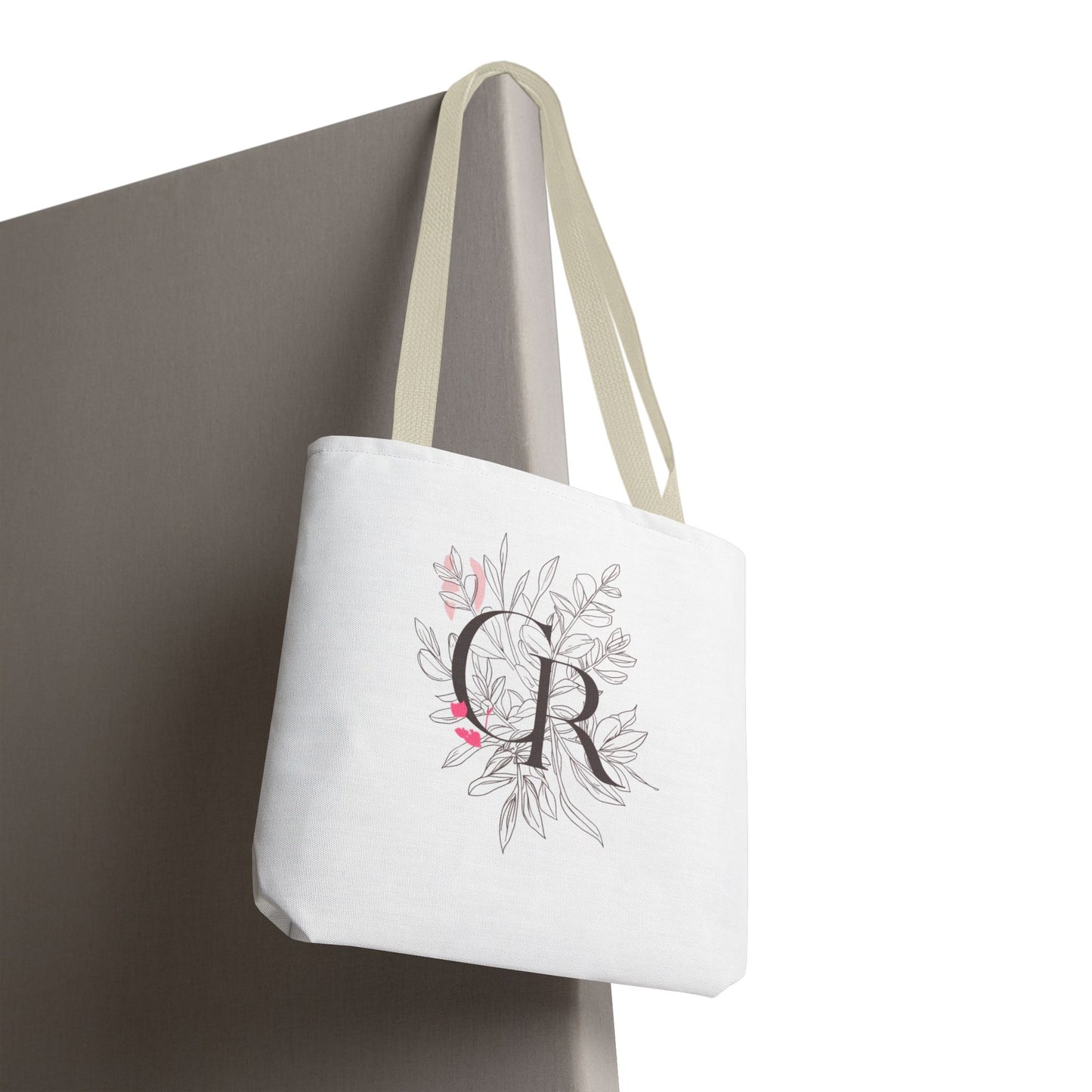 Einkaufstasche „CR Botanical Line Art“ – elegante Canvas Bag mit beige Henkel – 3 Größen