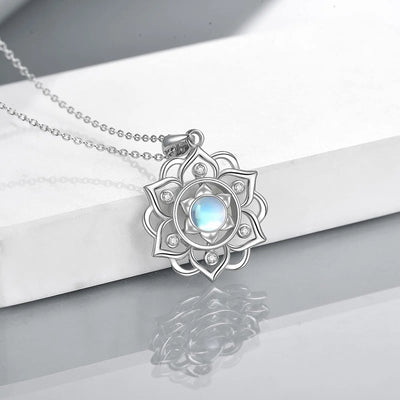 Lotus Necklace. 925 Sterling Silver, For Women Wearing.