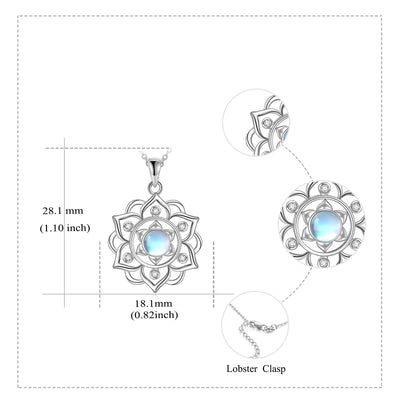 Lotus Necklace. 925 Sterling Silver, For Women Wearing.