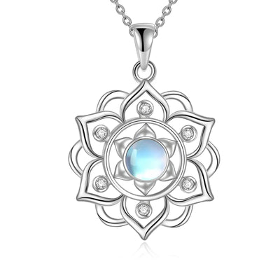 Lotus Necklace. 925 Sterling Silver, For Women Wearing.