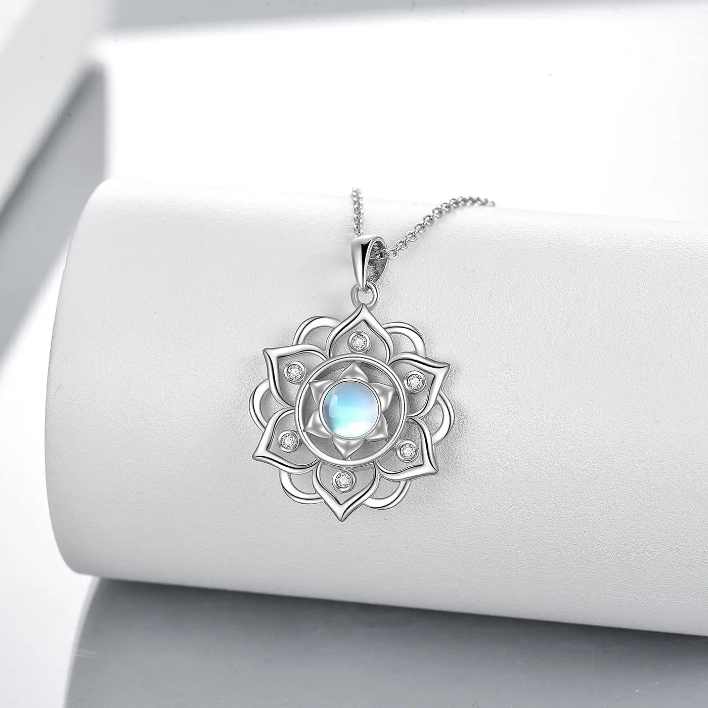 Lotus Necklace. 925 Sterling Silver, For Women Wearing.