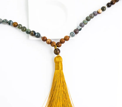 108 Mala Perlen Set Tigerauge & Achat – Yoga Halskette