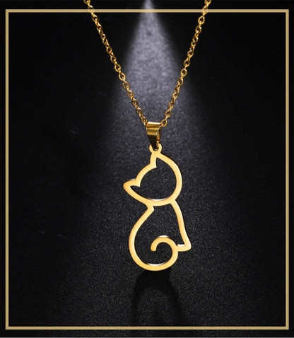 Goldene Katzen Halskette Edelstahl – Geschenk für Frauen
