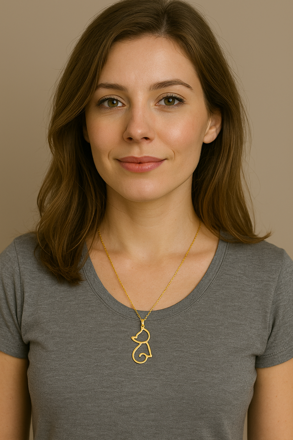 Goldene Katzen Halskette Edelstahl – Geschenk für Frauen