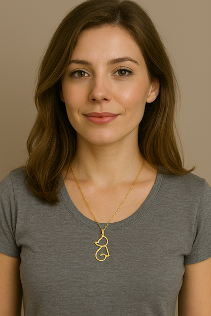 Goldene Katzen Halskette Edelstahl – Geschenk für Frauen