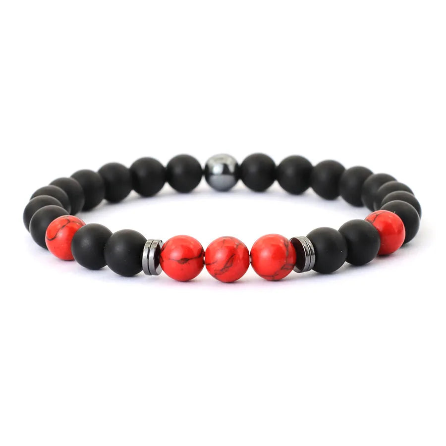 Herrenarmband Onyx & Tigerauge – 8 mm Natursteinarmband mit Hämatit