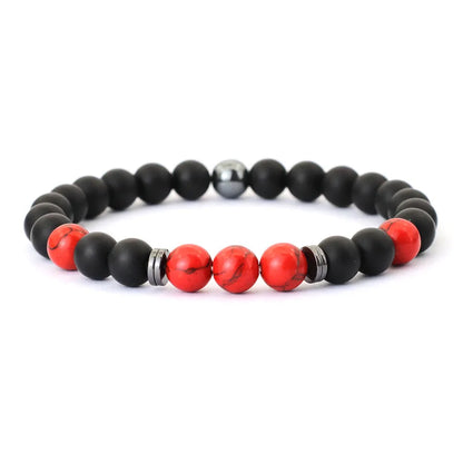 Herrenarmband Onyx & Tigerauge – 8 mm Natursteinarmband mit Hämatit