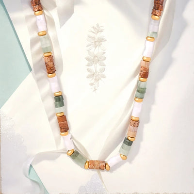 Women's Necklace with Retro Style Natural Stone Handmade Beads Fashionable and Versatile Jewelry Accessories