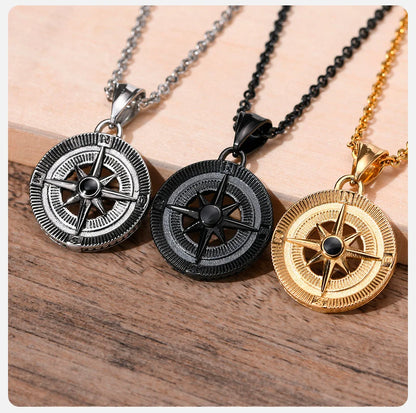 Herren Kompass Kette Edelstahl – Vintage Viking Design