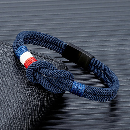 Herrenarmband „Nautic Knot“ – maritimes Seilarmband in Navyblau | Sportlich & verstellbar