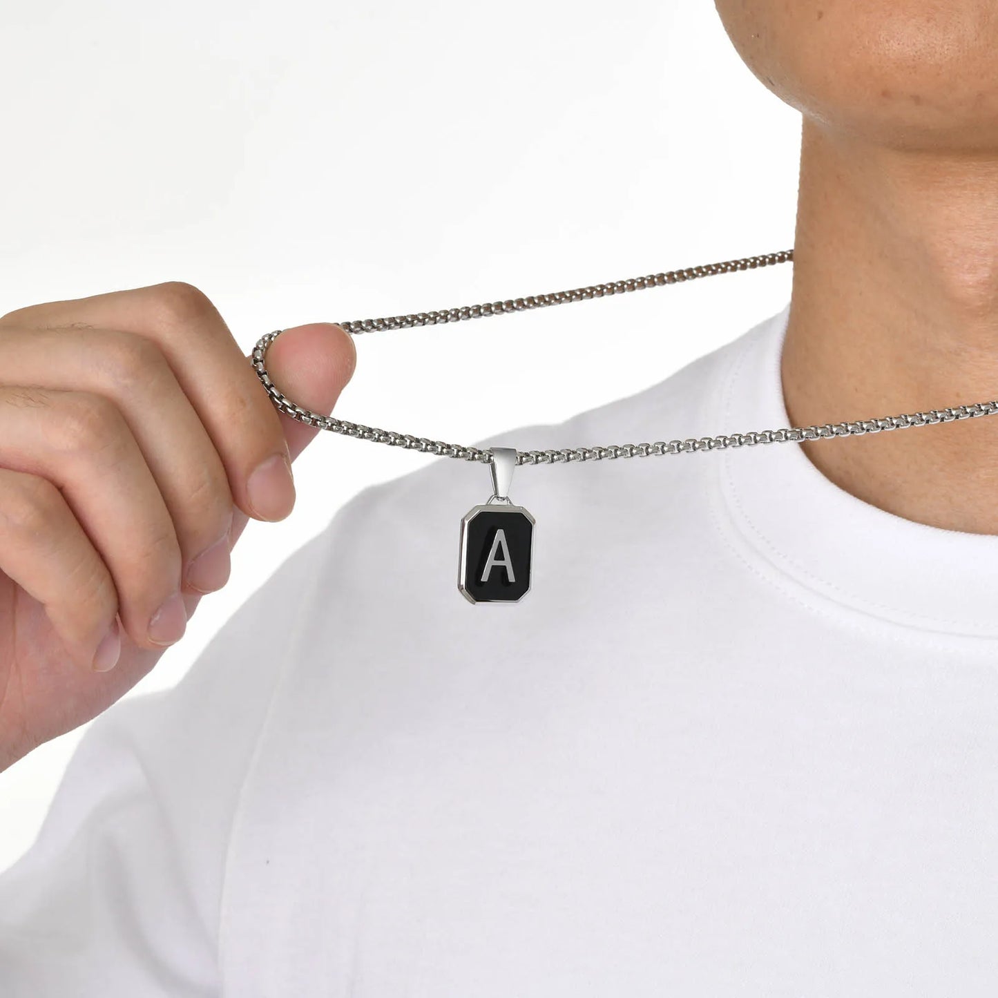 Herren Initialen Kette Edelstahl A–Z – Personalisiertes Pendant