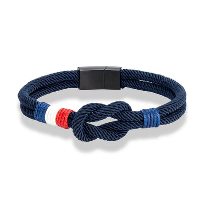 Herrenarmband „Nautic Knot“ – maritimes Seilarmband in Navyblau | Sportlich & verstellbar