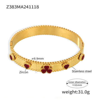 Women's Bracelet Gear Buckle Inlaid with Love Zircon Stainless Steel Fashion Versatile Jewelry Accessories