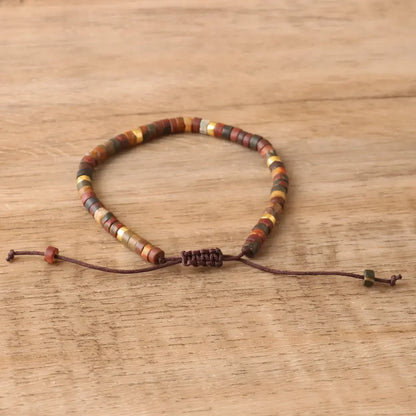 Picasso Jaspis Armband Herren Damen Verstellbar Naturstein Minimalistisch