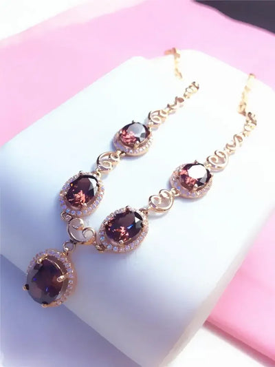 Necklace for Woman Plated 14K Rose Gold Inlaid Ruby Luxury Pendant Charm Elegant Wedding Engagement High Jewelry
