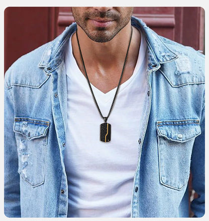 Herren Halskette Schwarz Gold Edelstahl Anhänger Geometrisch Modern