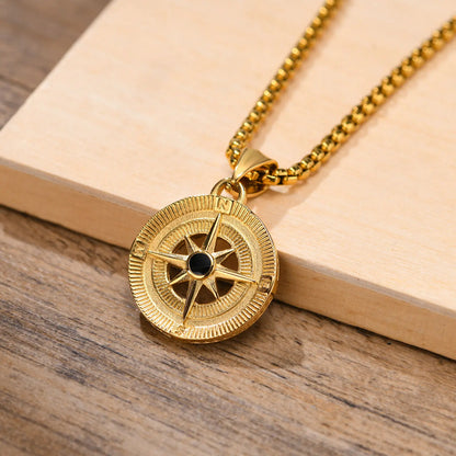 Herren Kompass Kette Edelstahl – Vintage Viking Design