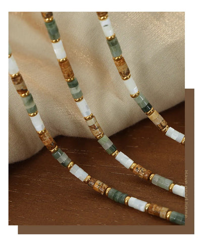 Women's Necklace with Retro Style Natural Stone Handmade Beads Fashionable and Versatile Jewelry Accessories