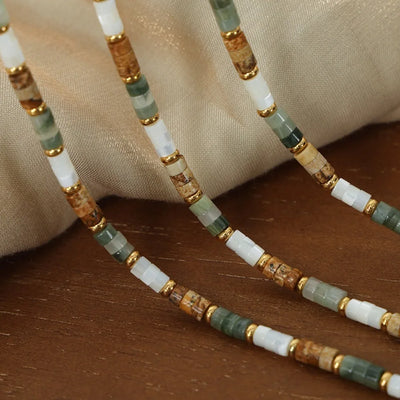 Women's Necklace with Retro Style Natural Stone Handmade Beads Fashionable and Versatile Jewelry Accessories