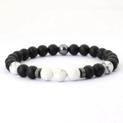 Herrenarmband Onyx & Tigerauge – 8 mm Natursteinarmband mit Hämatit