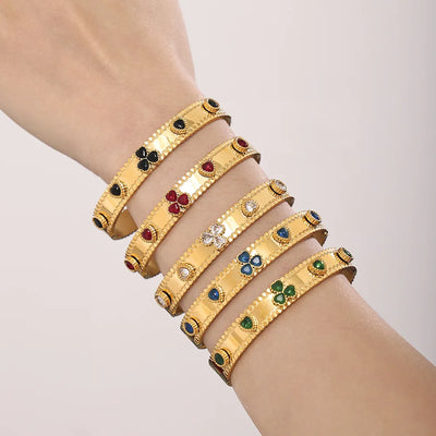 Women's Bracelet Gear Buckle Inlaid with Love Zircon Stainless Steel Fashion Versatile Jewelry Accessories