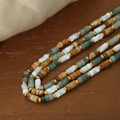 Women's Necklace with Retro Style Natural Stone Handmade Beads Fashionable and Versatile Jewelry Accessories