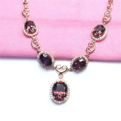 Necklace for Woman Plated 14K Rose Gold Inlaid Ruby Luxury Pendant Charm Elegant Wedding Engagement High Jewelry