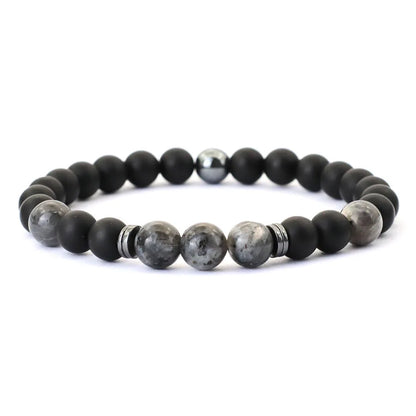 Herrenarmband Onyx & Tigerauge – 8 mm Natursteinarmband mit Hämatit
