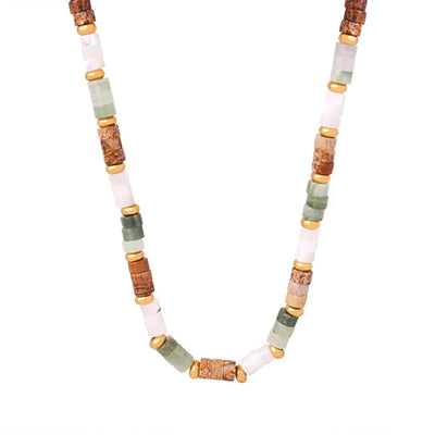 Women's Necklace with Retro Style Natural Stone Handmade Beads Fashionable and Versatile Jewelry Accessories