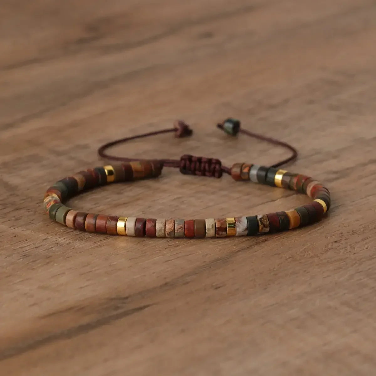 Picasso Jaspis Armband Herren Damen Verstellbar Naturstein Minimalistisch