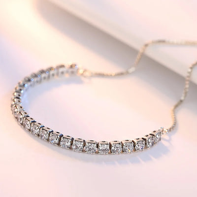 925 Sterling Silver Bracelet Love Elegant Zircon Tennis  Crystal Chain for Women Fashion Noble Engagement Wedding Glam