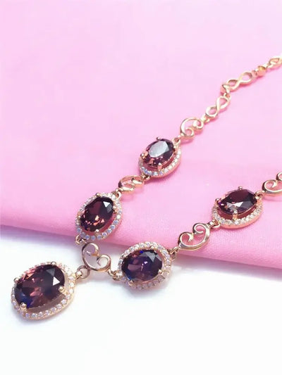 Necklace for Woman Plated 14K Rose Gold Inlaid Ruby Luxury Pendant Charm Elegant Wedding Engagement High Jewelry